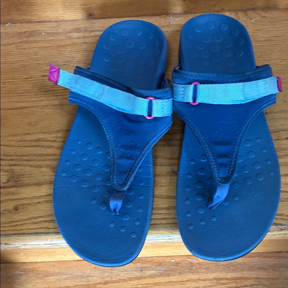 Vionic Blue Sandals with Pink Accents